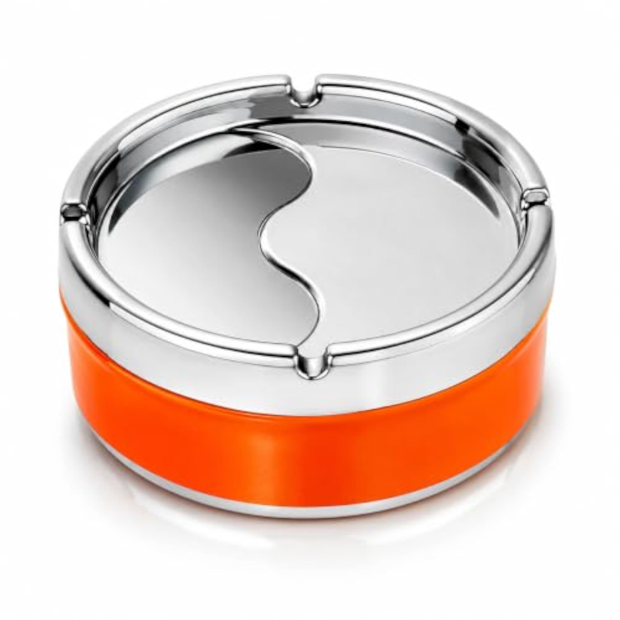 Stainless Steel Ashtray with Lid, Windproof Smokeless Design